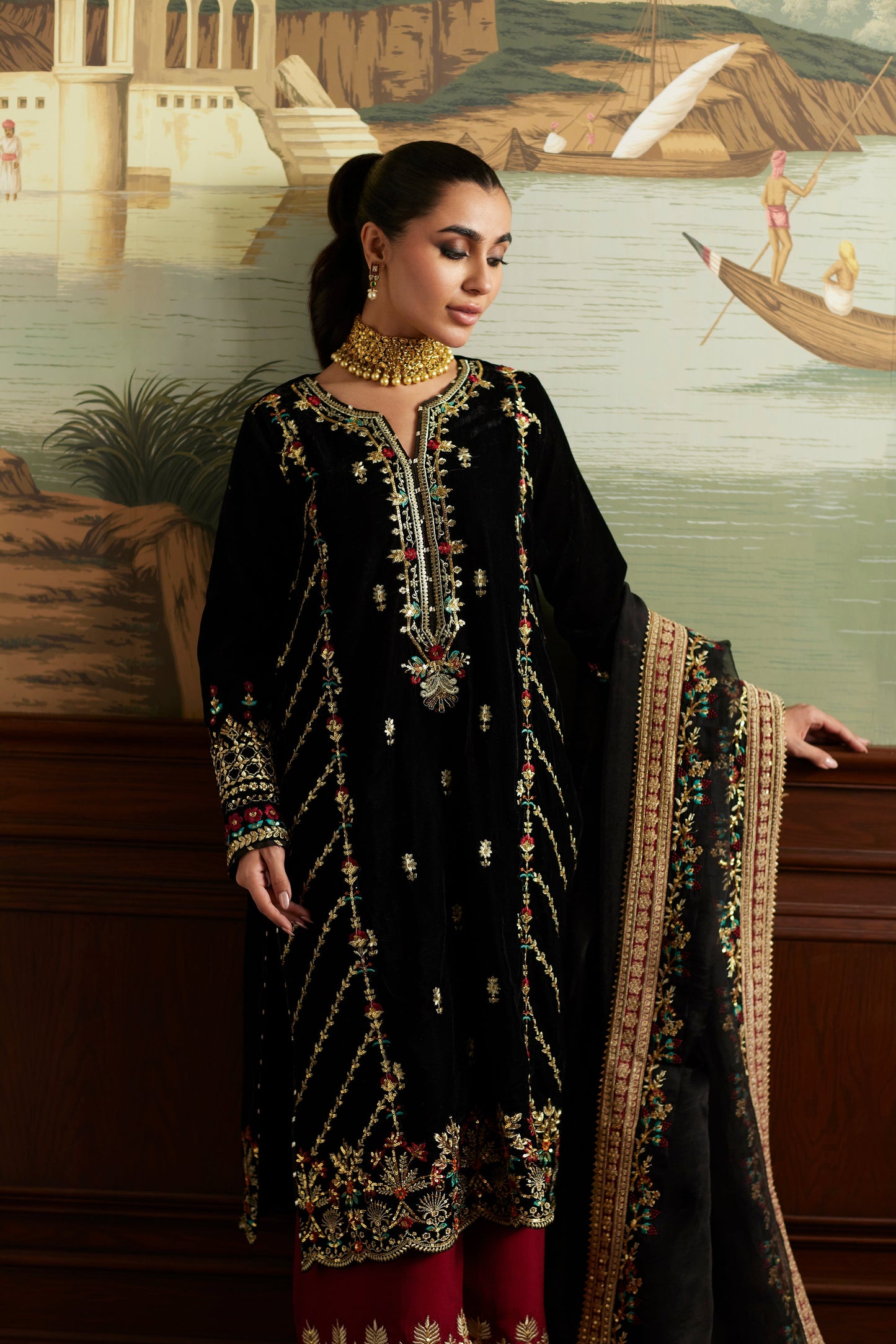 Mina Hassan | Velvet Luxe | Jahan M Black Velvet