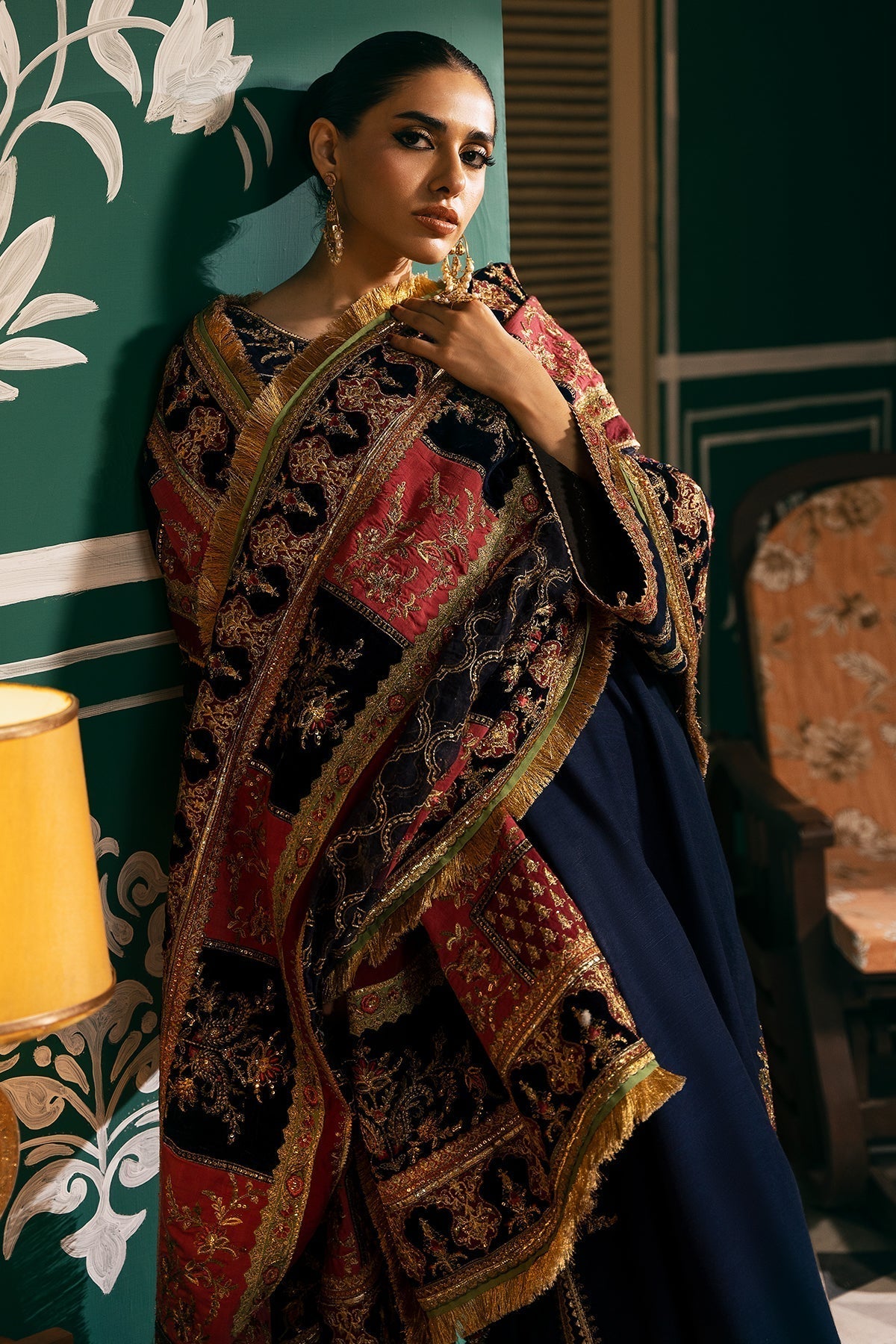 Mina Kashif | Meeral Formals 24 | Refa S Navy Blue Raw Silk