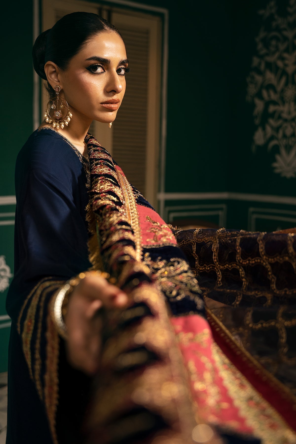 Mina Kashif | Meeral Formals 24 | Refa M Navy Blue Raw Silk