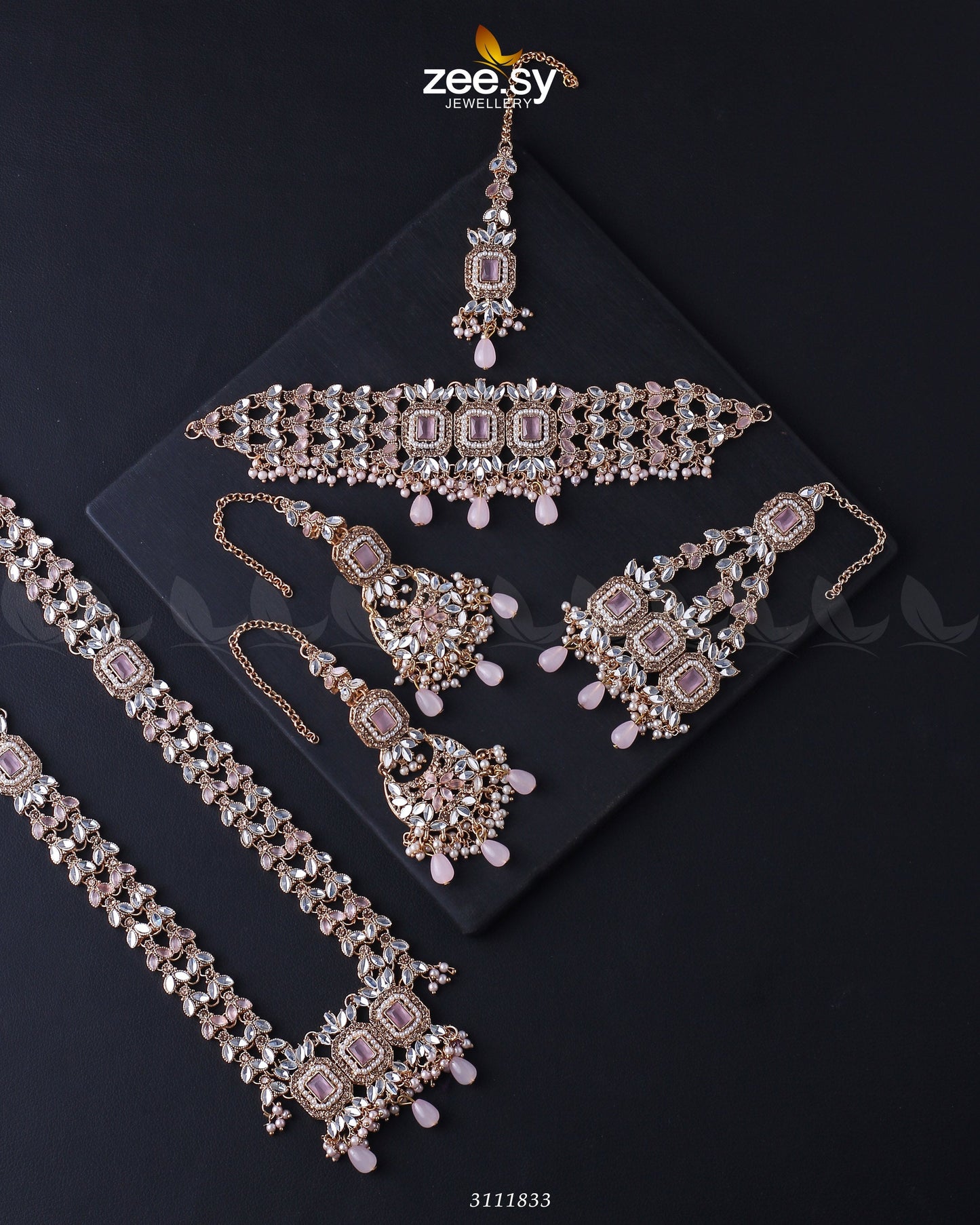Anushka Bridal Set Golden Mint Pink