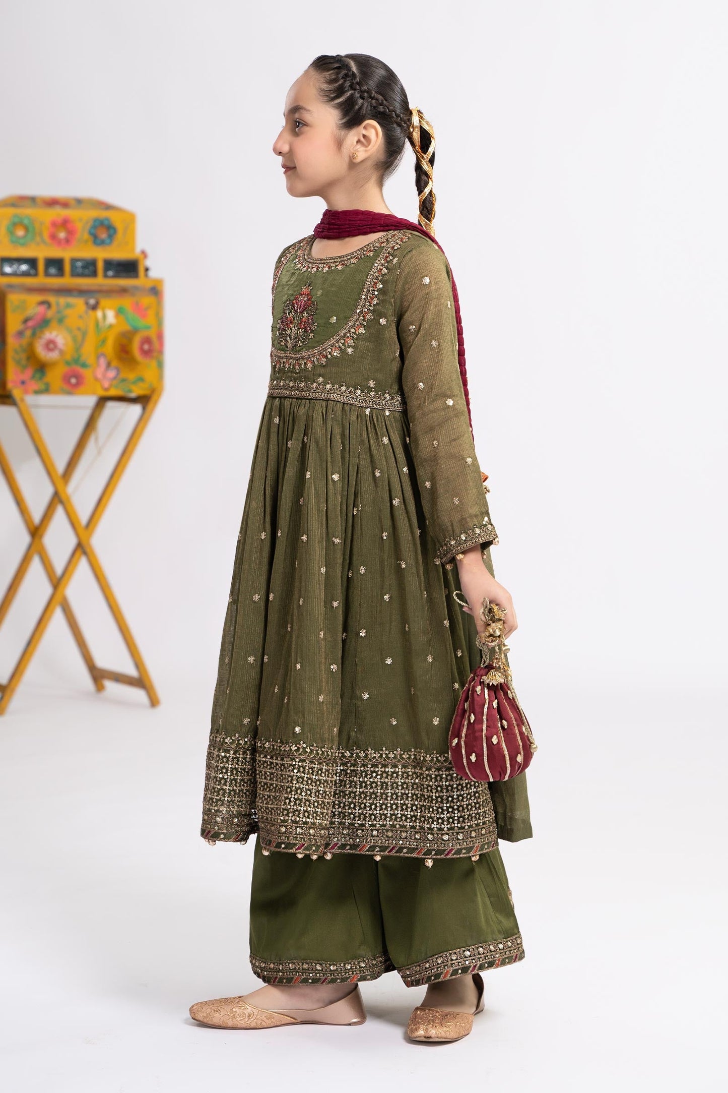 Maria B | 3 Piece Embroidered Zari Lawn Suit | MKS-EF24-33 12-Oct Green