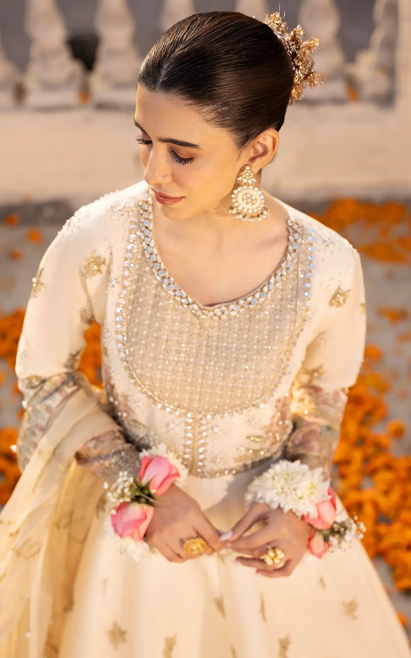 Asifa and Nabeel | Sunehri Eid 25 | Motia-(SEF25-08) L Ivory Paper Cotton