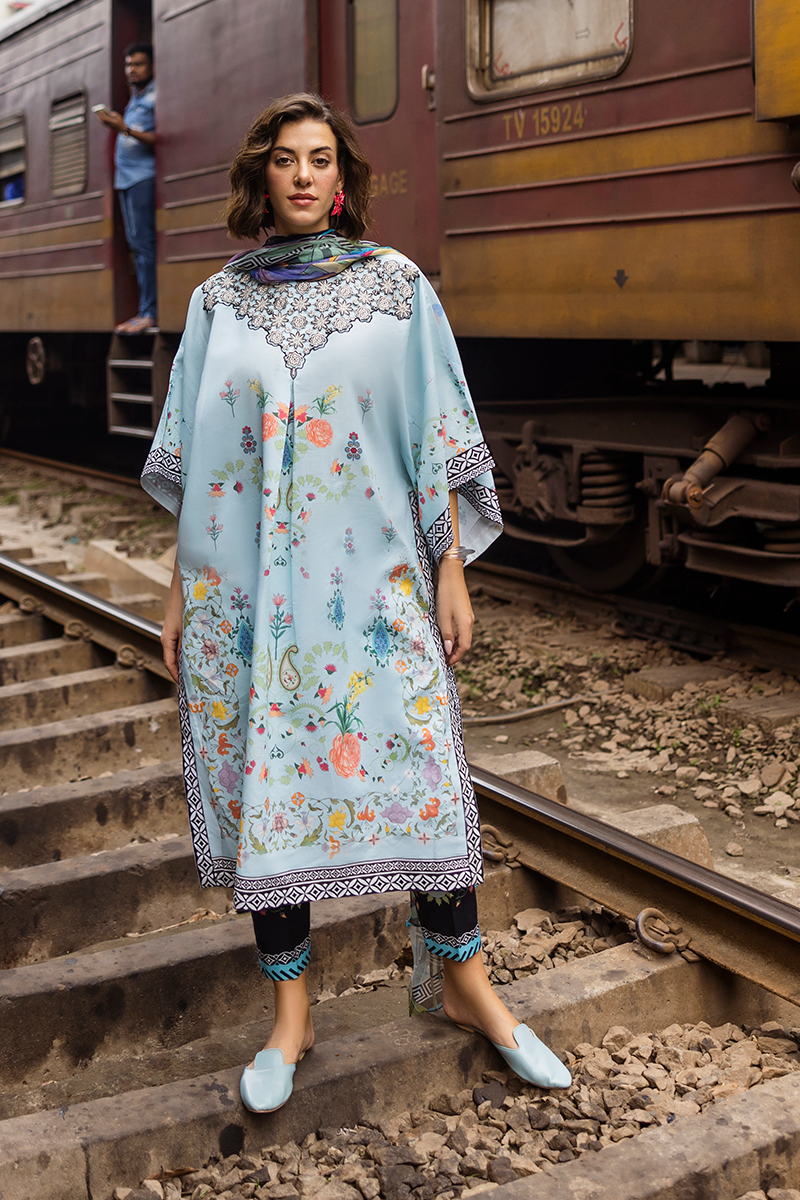 Mushq | La Dolce Hemline Prints 25 | Nerina XS Sky Blue Lawn