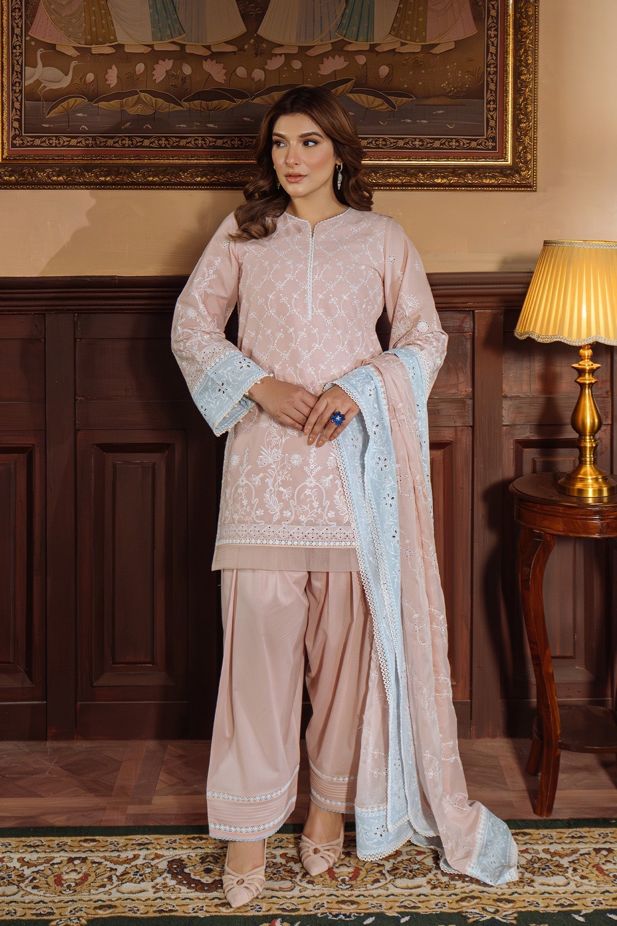 Sahar | Festive Edit Ready to Wear | Pastel Rose - RTW S Blush Pink Lawn