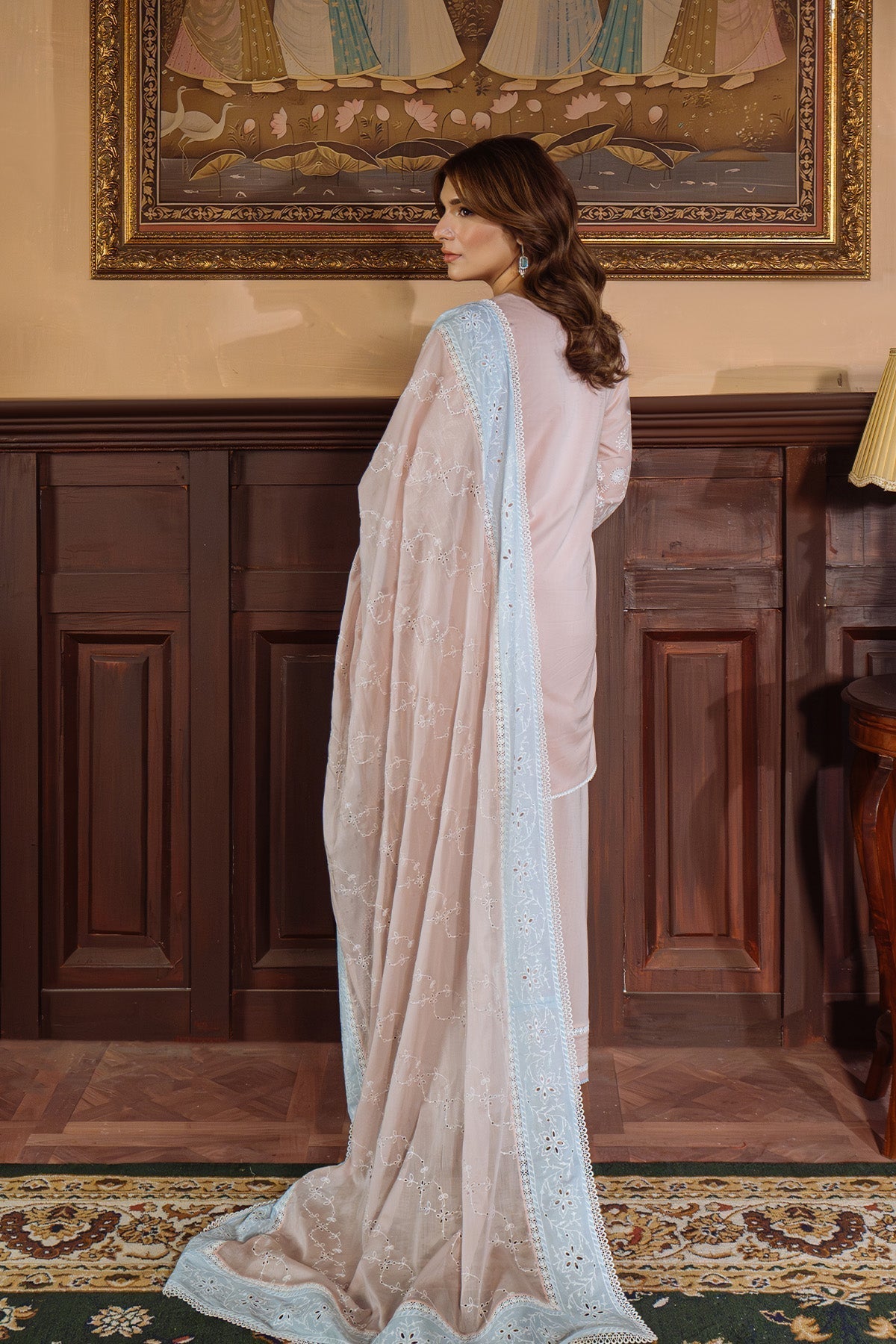 Sahar | Festive Edit Ready to Wear | Pastel Rose - RTW M Blush Pink Lawn