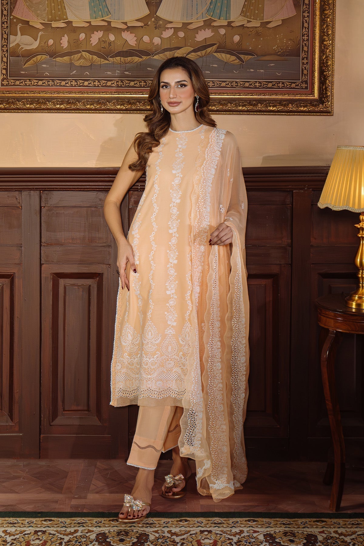 Sahar | Festive Edit Ready to Wear | Apricot Glow - RTW S Peach Lawn