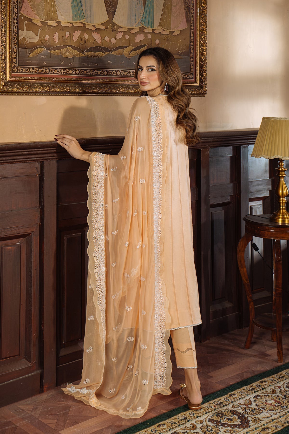 Sahar | Festive Edit Ready to Wear | Apricot Glow - RTW M Peach Lawn