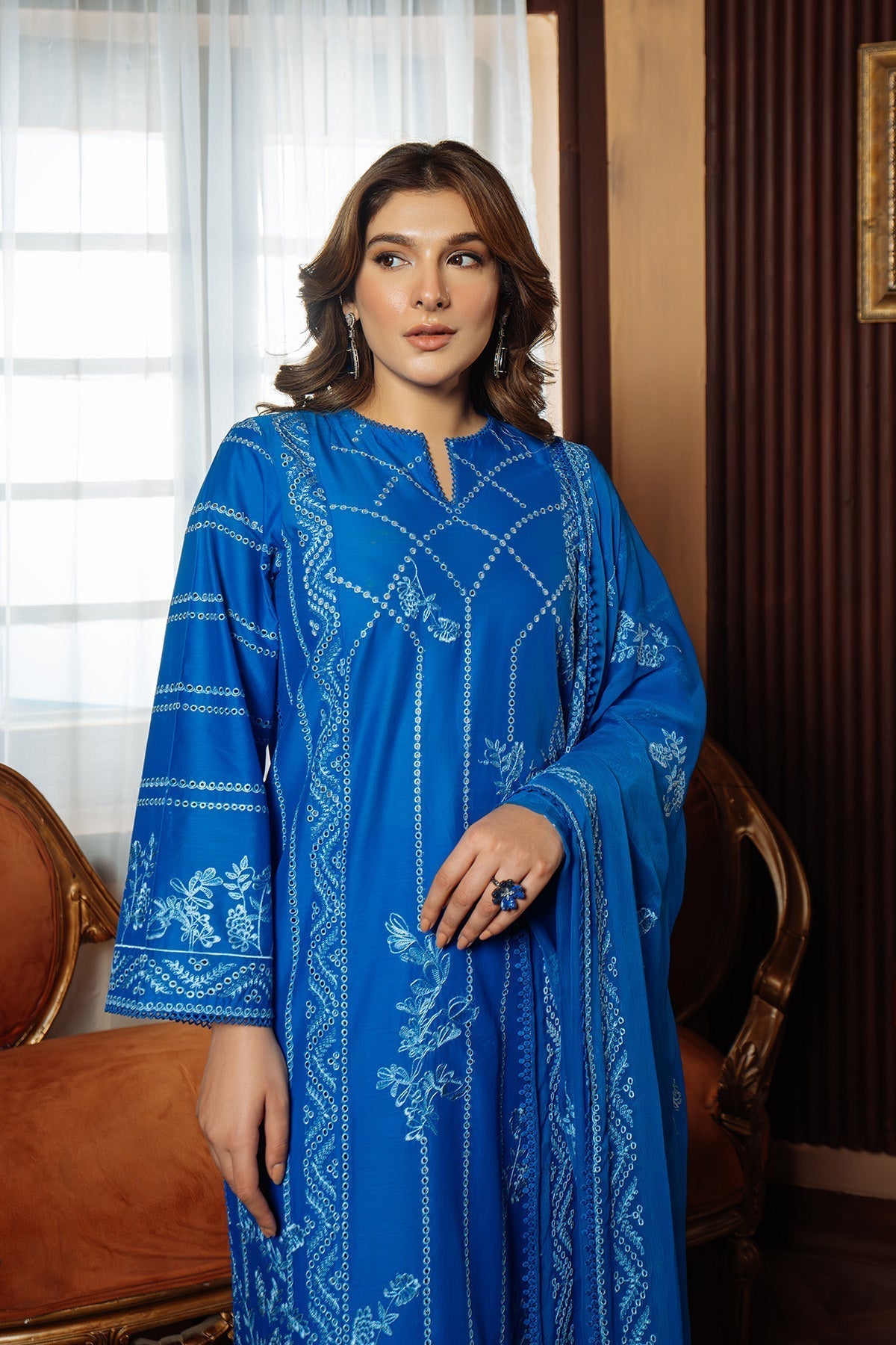 Sahar | Festive Edit Ready to Wear | Moroccan Blue - RTW L Cobalt Blue Lawn