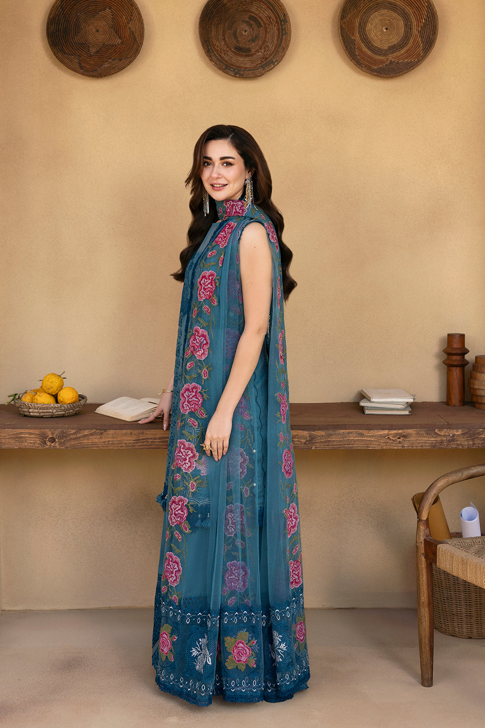 Saira Rizwan | Luxury Lawn 25 | ALMA-SRL25-12 S Dark Teal Lawn