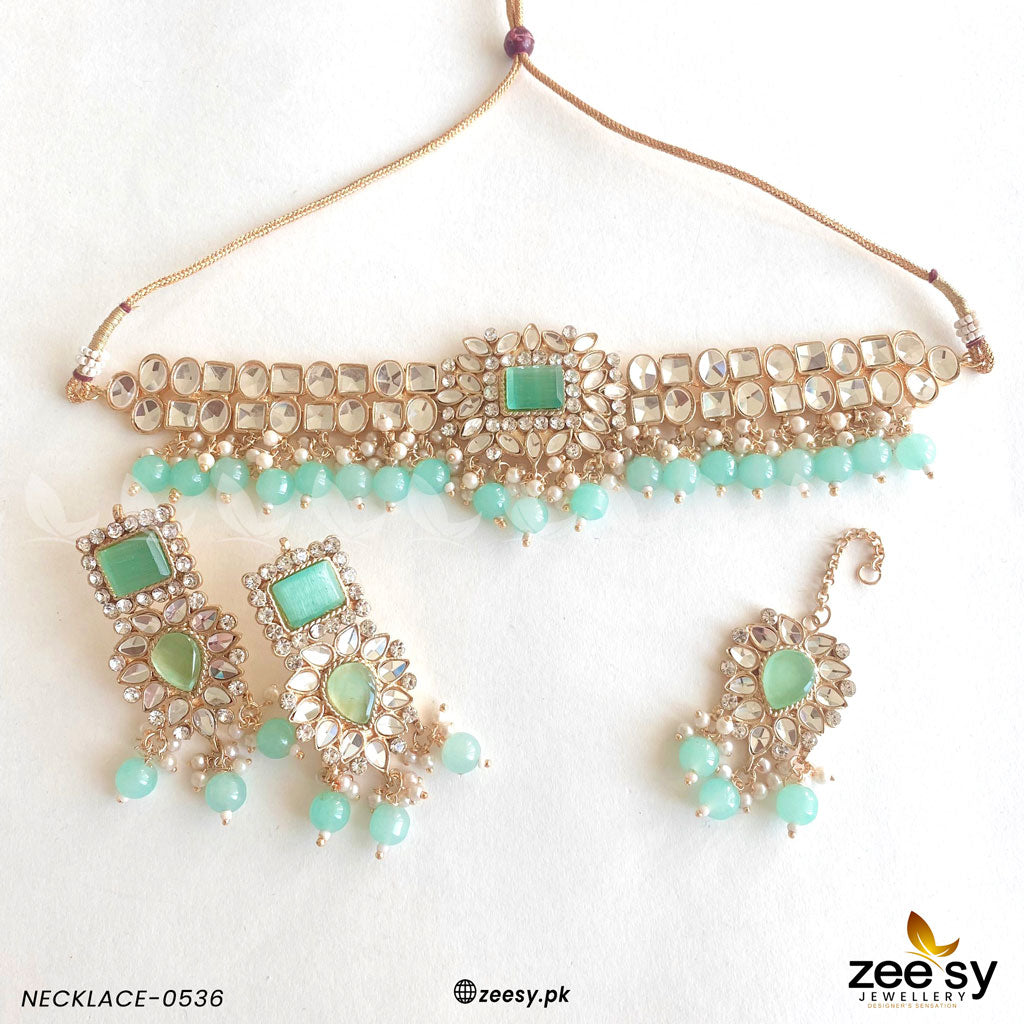 Kundan Necklace-0536 Mint Green