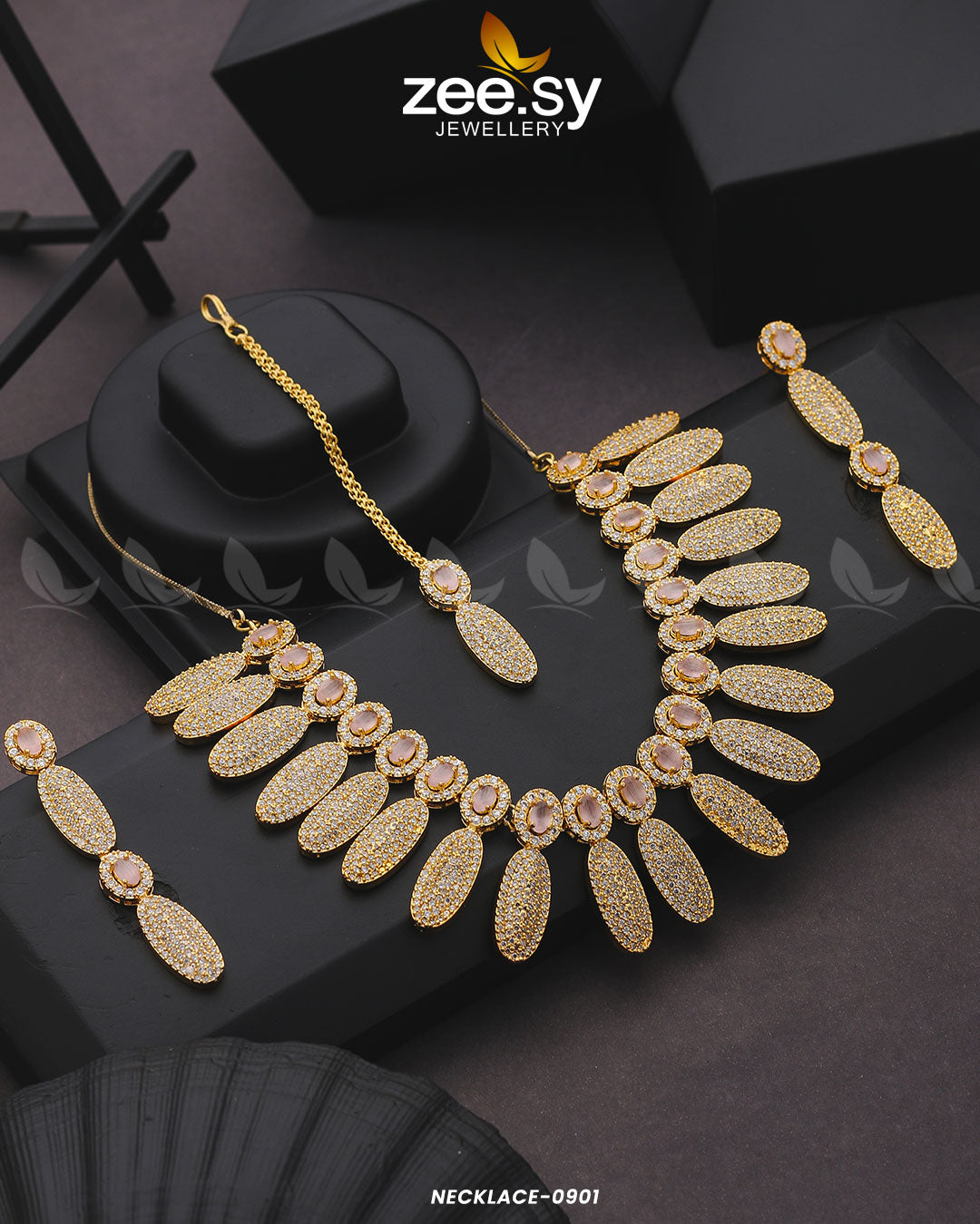 Necklace-0901 Golden Pink