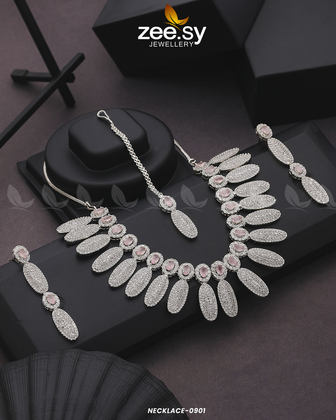 Necklace-0901 Silver Pink