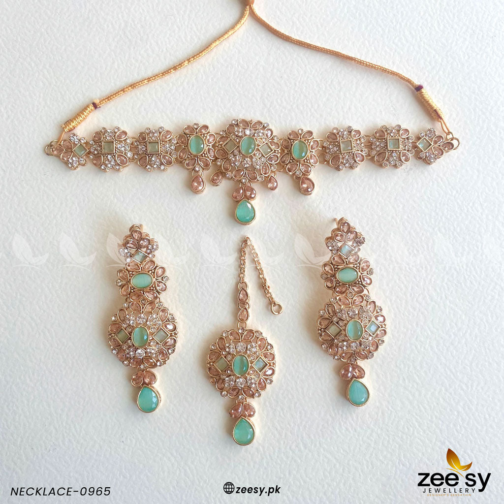 Necklace-0965 Golden Mint Green