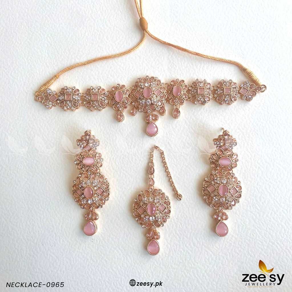 Necklace-0965 Golden Mint Pink