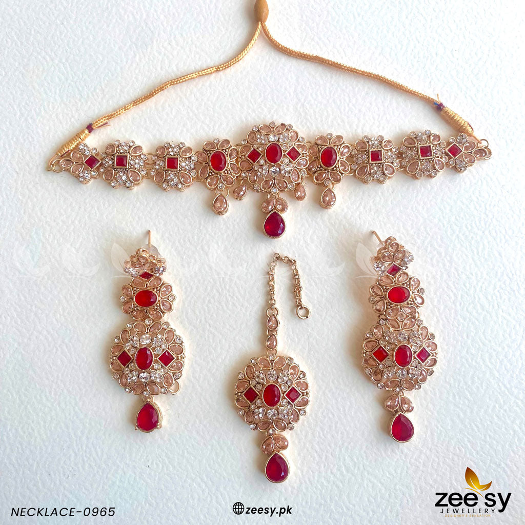 Necklace-0965 Golden Red