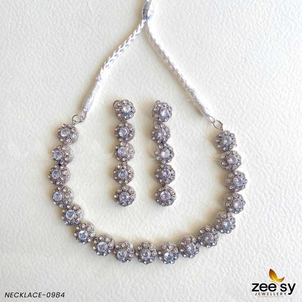 Necklace-0985 Silver White