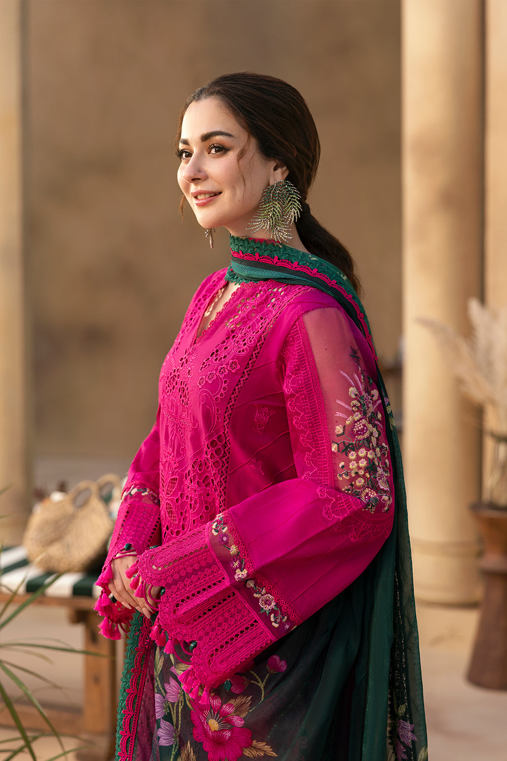 Saira Rizwan | Luxury Lawn 25 | ELODIE-SRL25-04 Custom Size Hot Pink Lawn