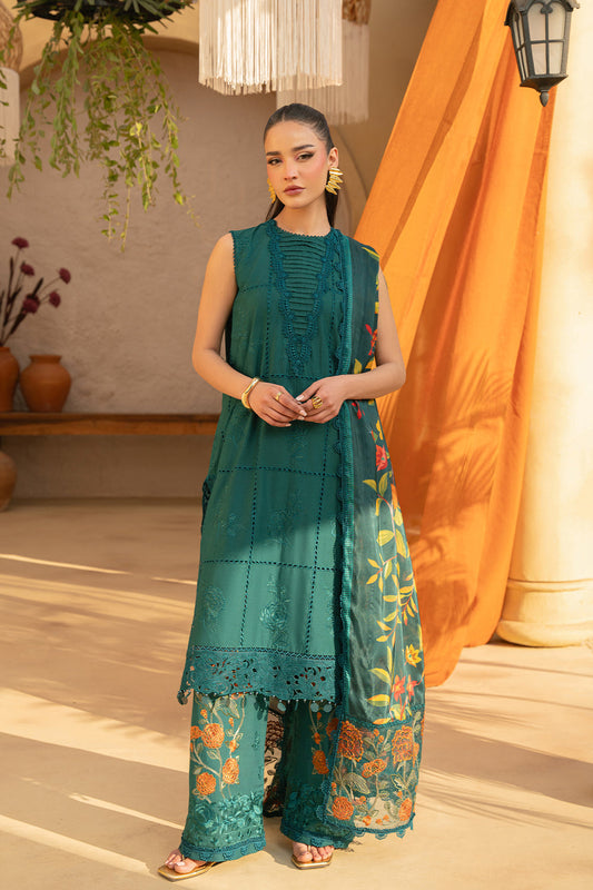 Saira Rizwan | Luxury Lawn 25 | LIRA-SRL25-10 XS Emerald Green Lawn