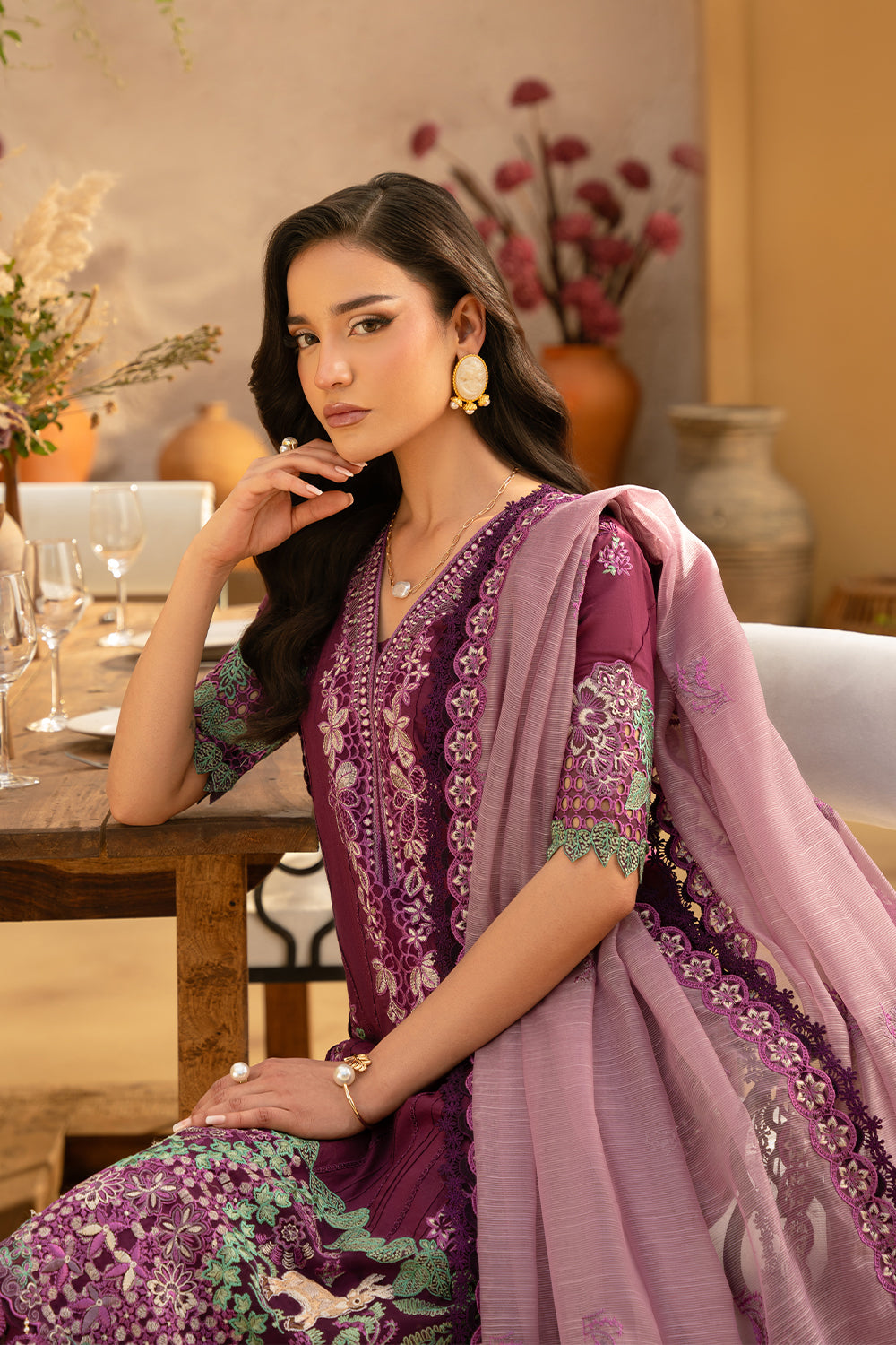 Saira Rizwan | Luxury Lawn 25 | VALERIE-SRL25-11 L Plum Lawn