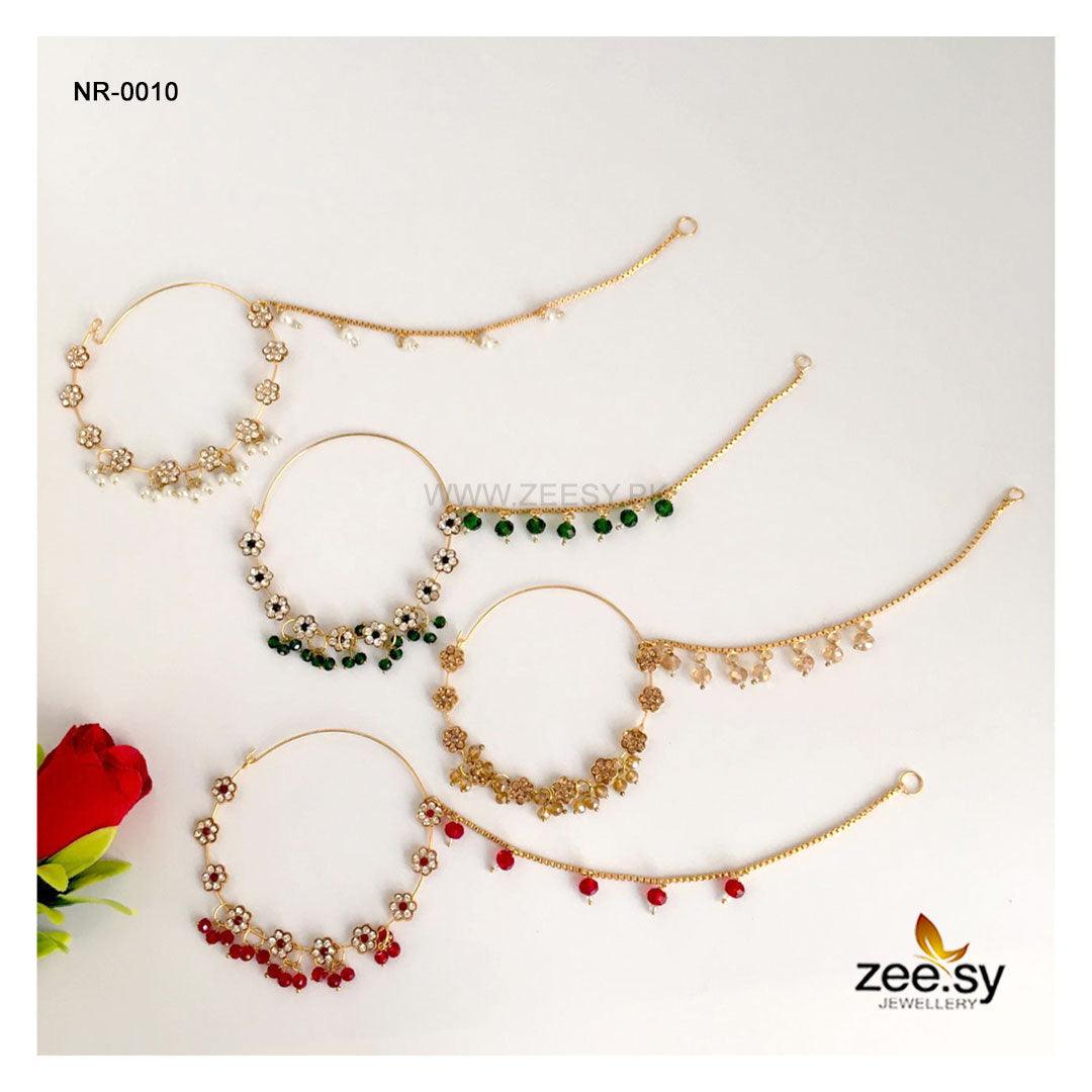 Bride Nose Ring-0010 Red & Green