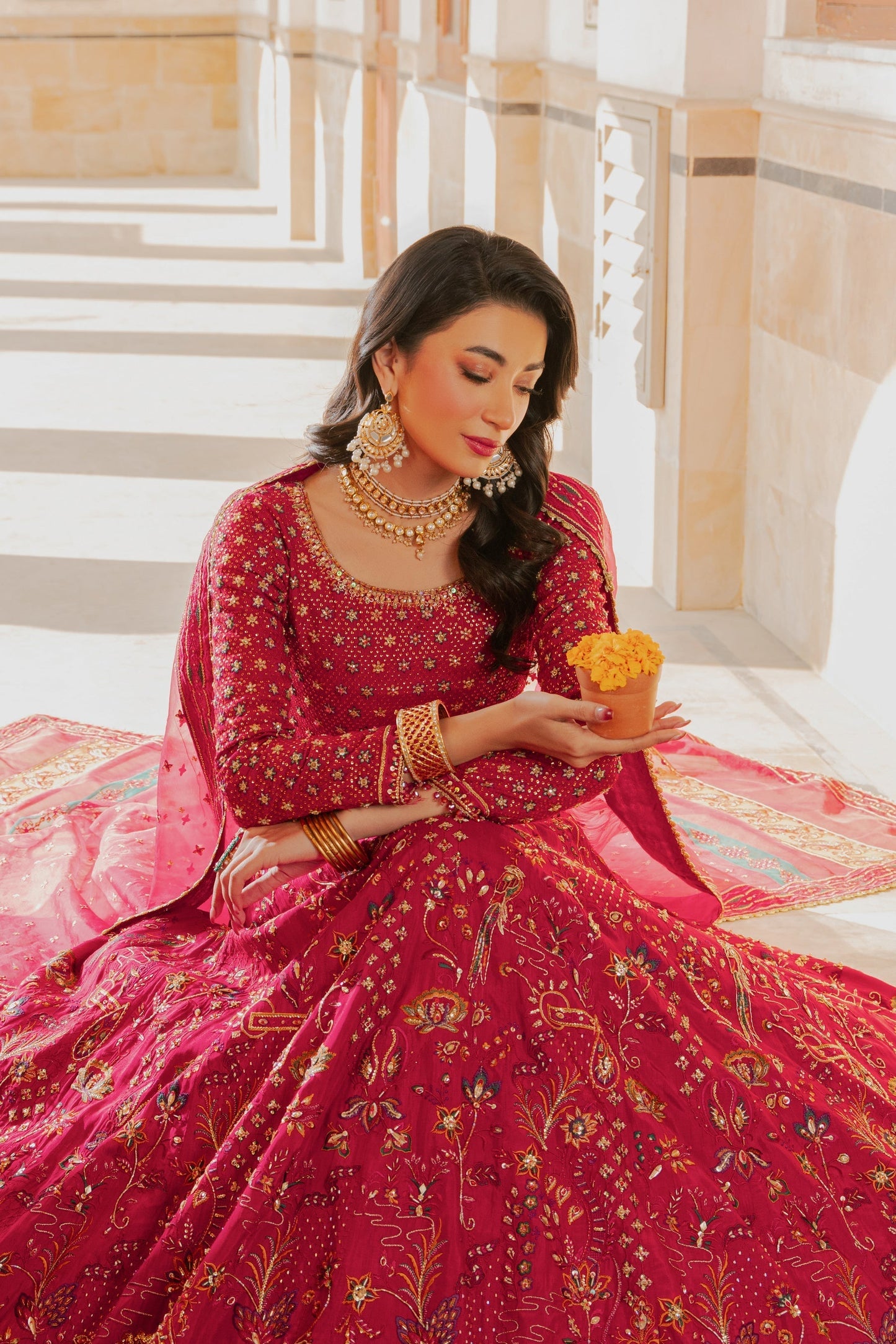 Naqshi | Ghar Ki Shadi | Nageen L Hot Pink Indian Raw Silk