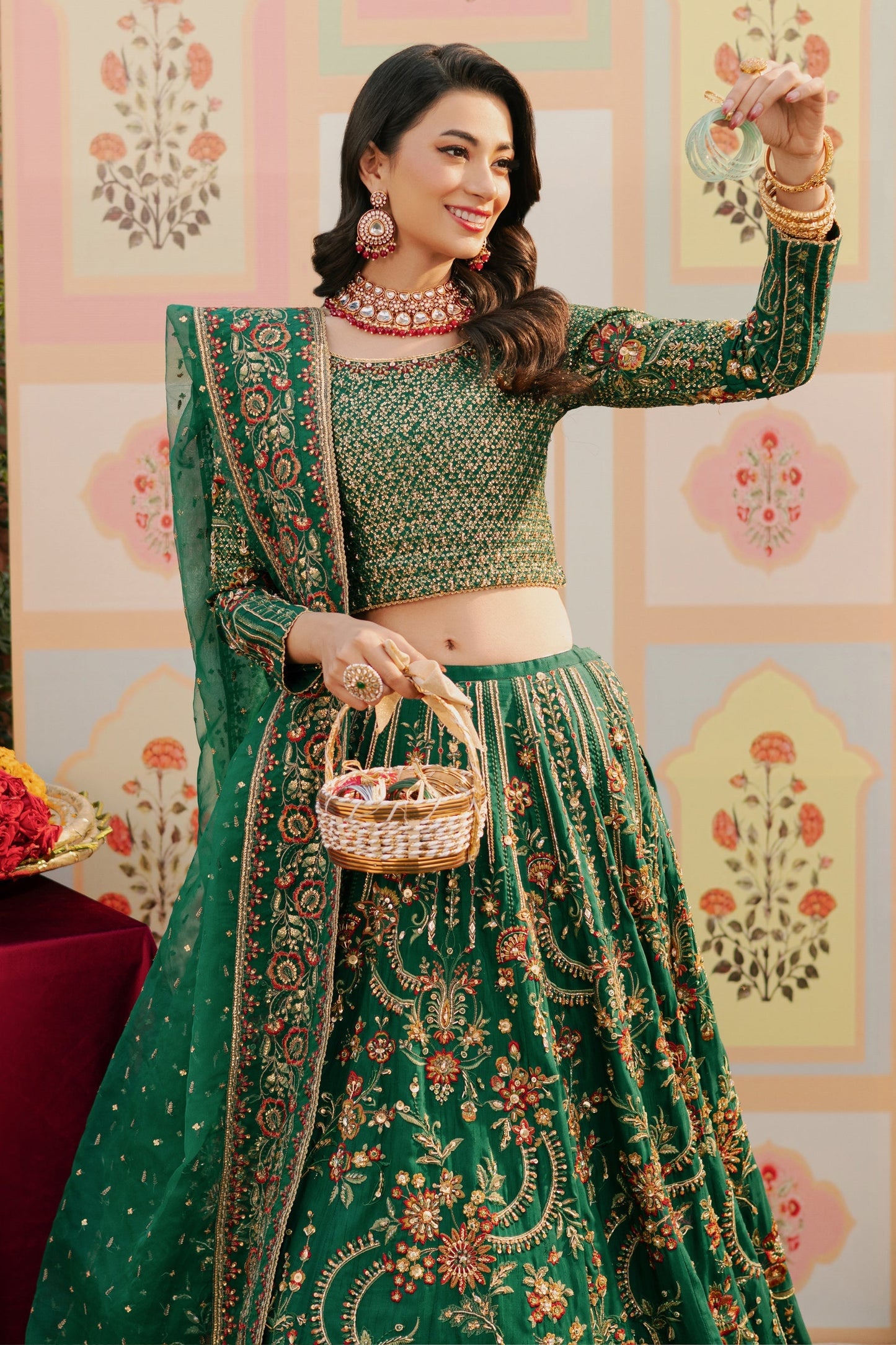 Naqshi | Ghar Ki Shadi | Danir M Bottle Green Indian Raw Silk