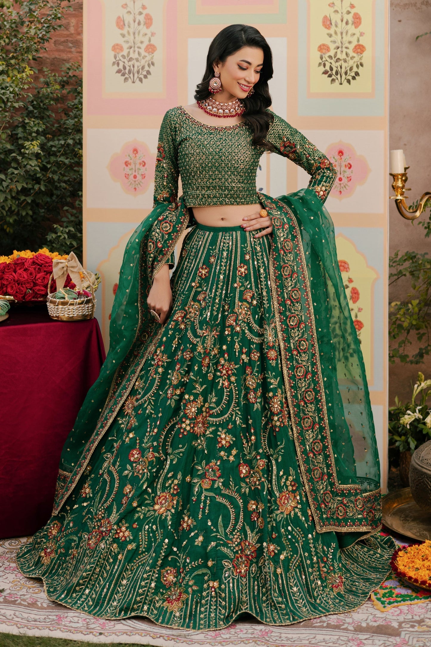 Naqshi | Ghar Ki Shadi | Danir XS Bottle Green Indian Raw Silk