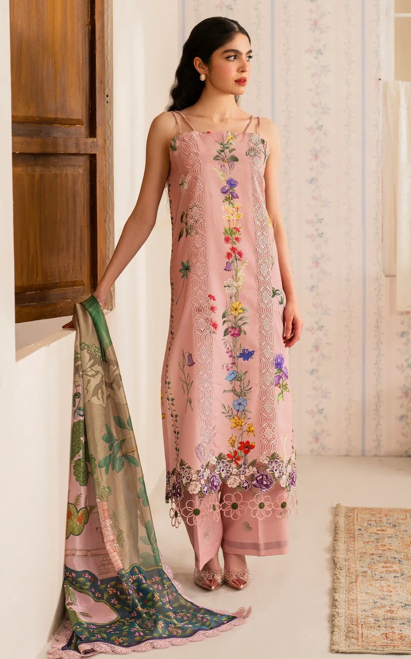 Asifa and Nabeel | Meraki Vintage 25 | Noor (MVL25-14) Custom Size Pale Peach Lawn