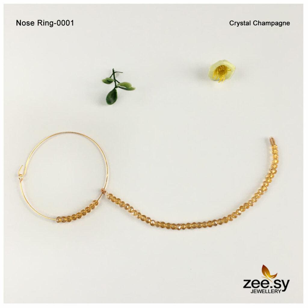 Wedding Nose Ring-0001 Crystal Champagne