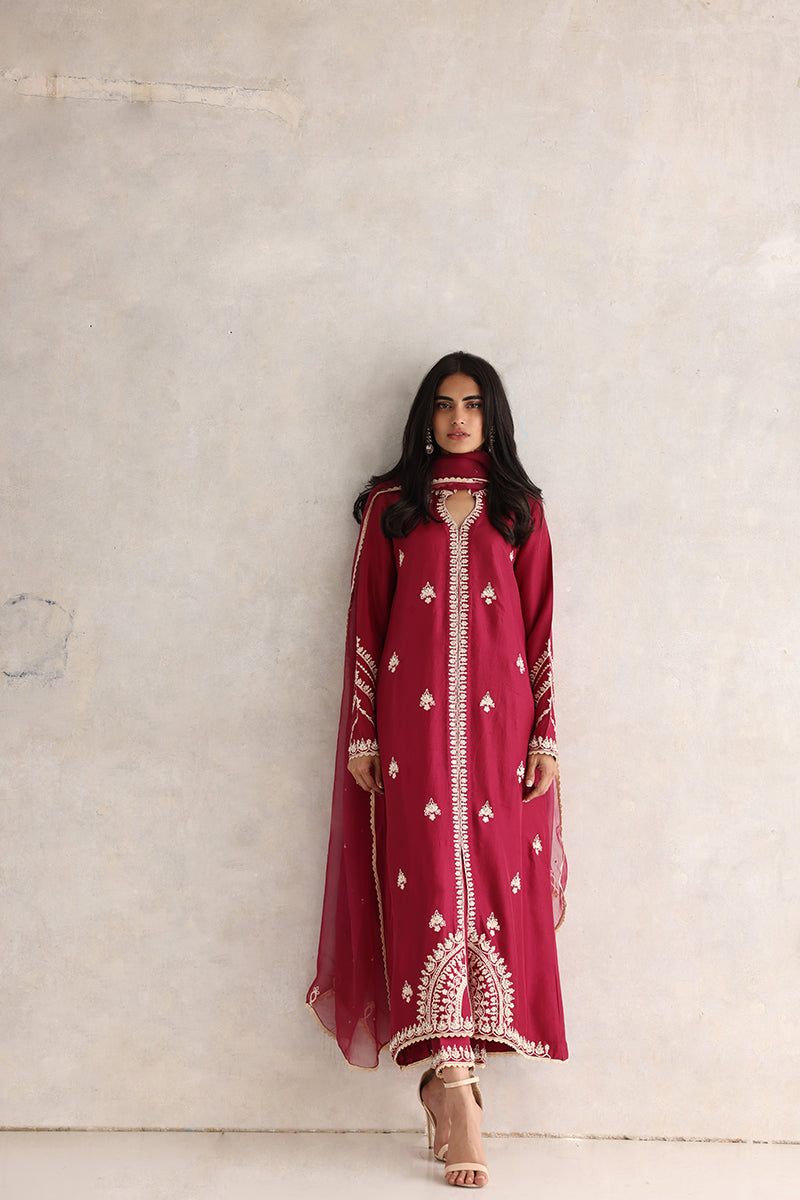 Sana Abbas | Luxury Pret | Nuray XS Dust Red Silk