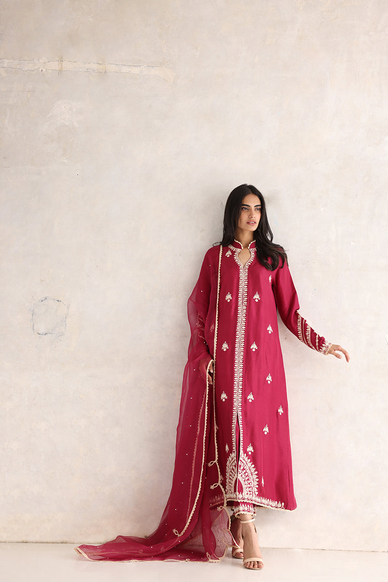 Sana Abbas | Luxury Pret | Nuray S Dust Red Silk