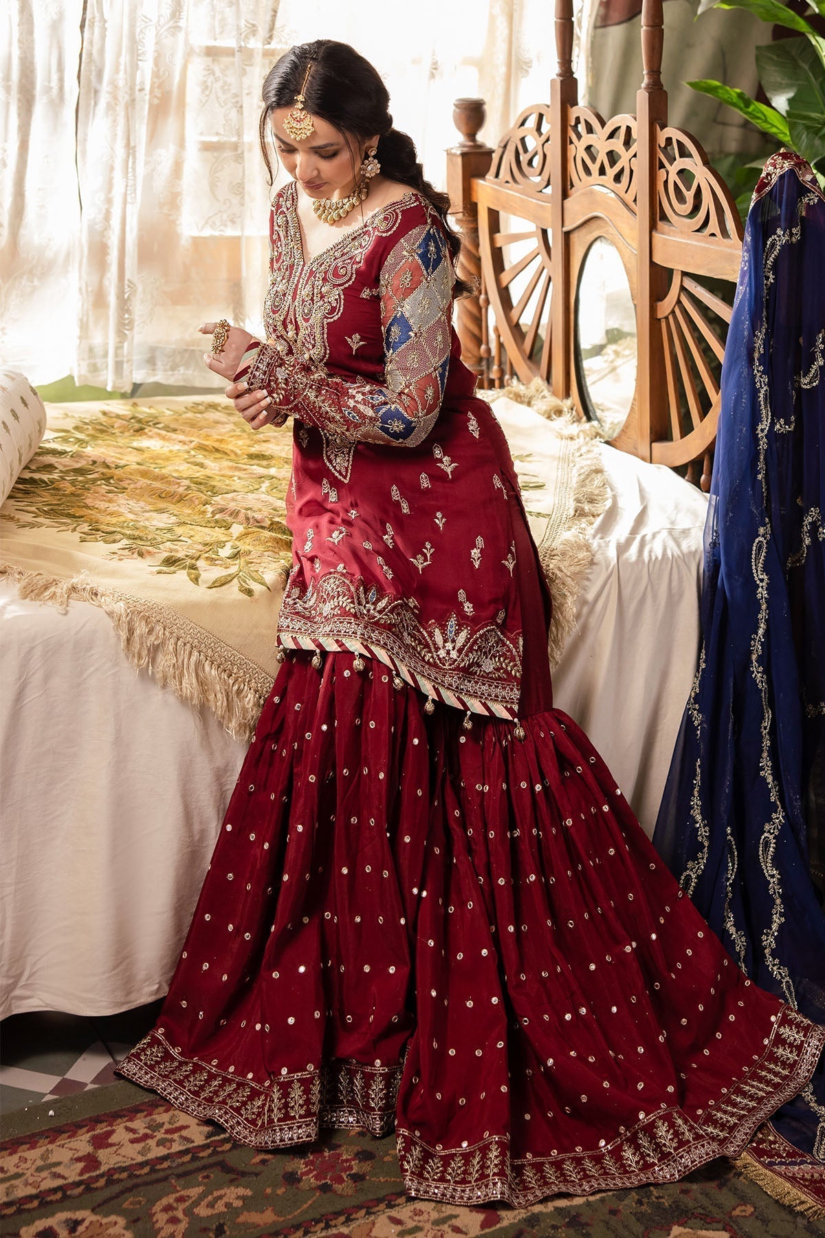 Nureh | Alfaaz Formals | NL-76 SHEHRBANO Custom Size Deep Red Chiffon