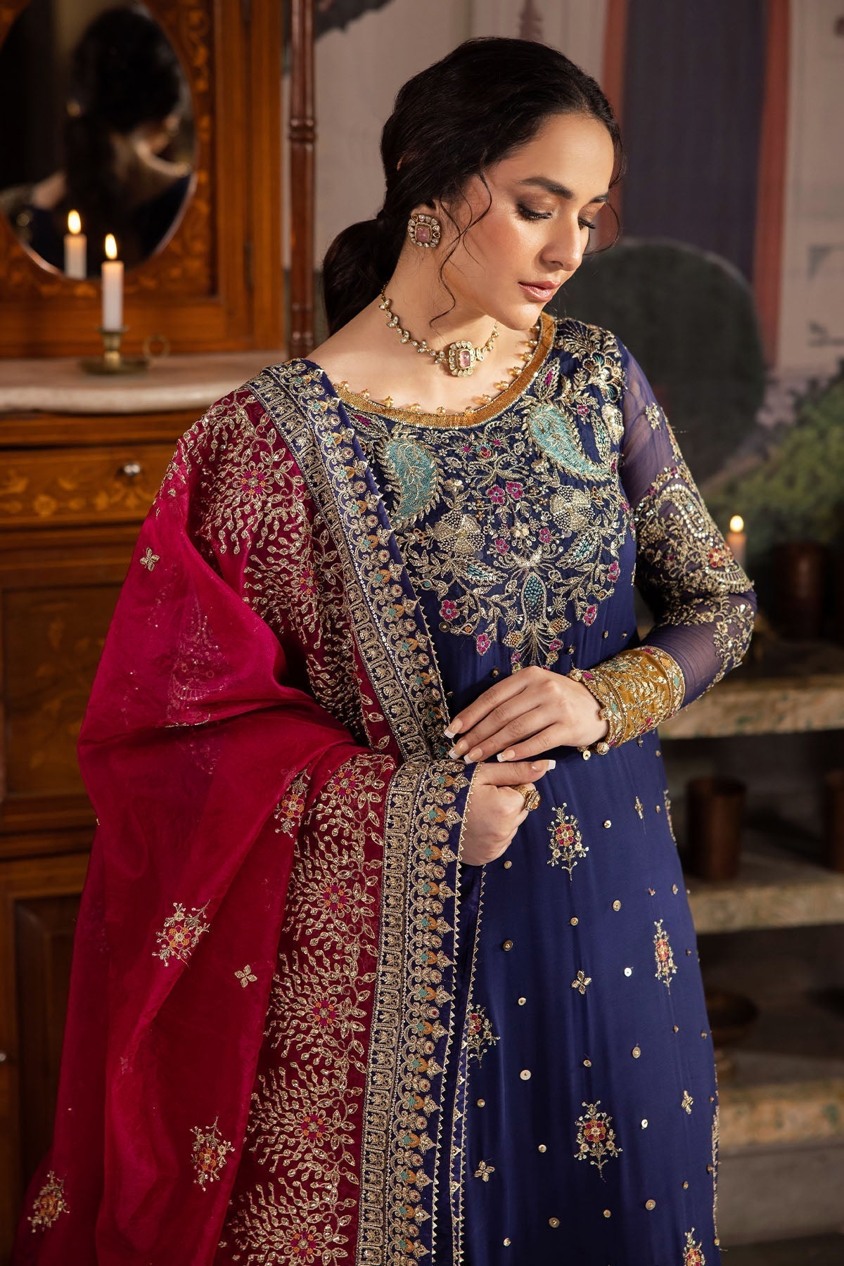 Nureh | Alfaaz Formals | NL-75 JUGNI M Navy Chiffon