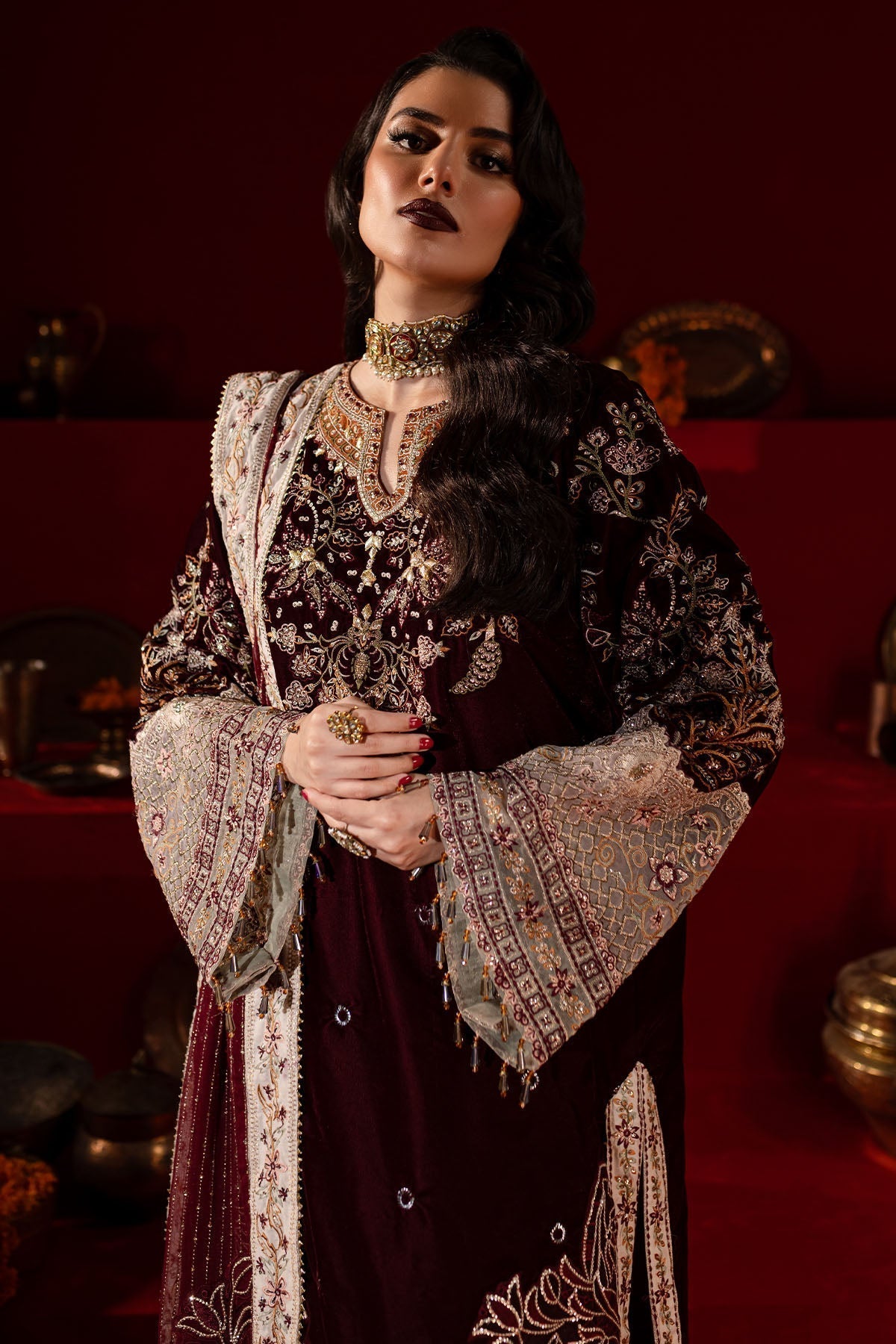 Nureh | Maya Velvet | NW-89 - Pakistani Designer Dress - by Nureh | Type: Ladies Clothes - 100% Original at Saira Sultan