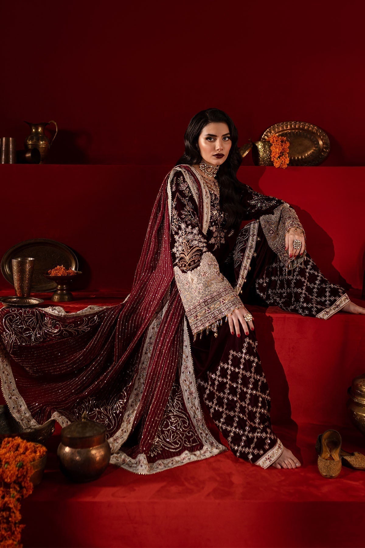 Nureh | Maya Velvet | NW-89 - Pakistani Designer Dress - by Nureh | Type: Ladies Clothes - 100% Original at Saira Sultan
