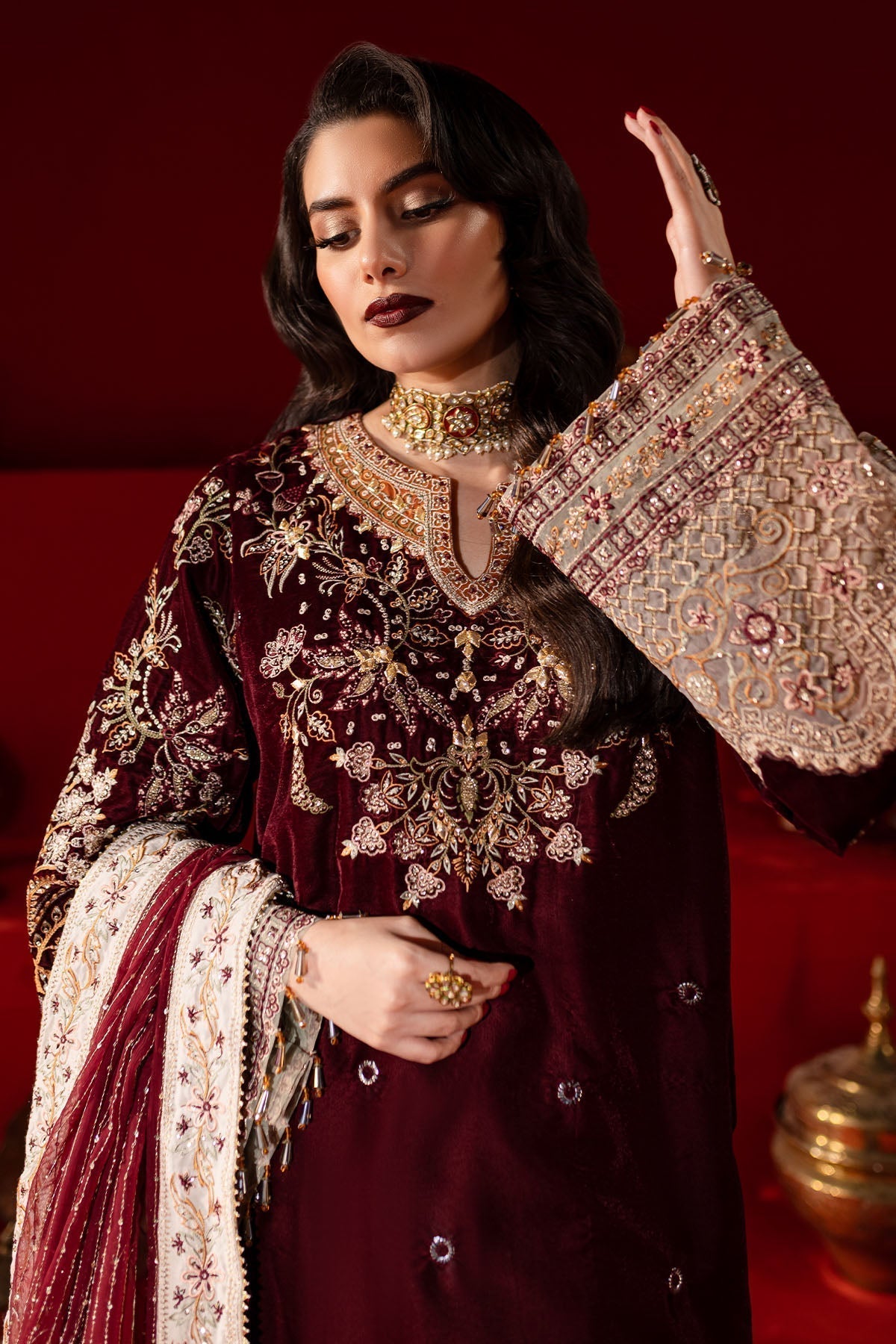 Nureh | Maya Velvet | NW-89 - Pakistani Designer Dress - by Nureh | Type: Ladies Clothes - 100% Original at Saira Sultan