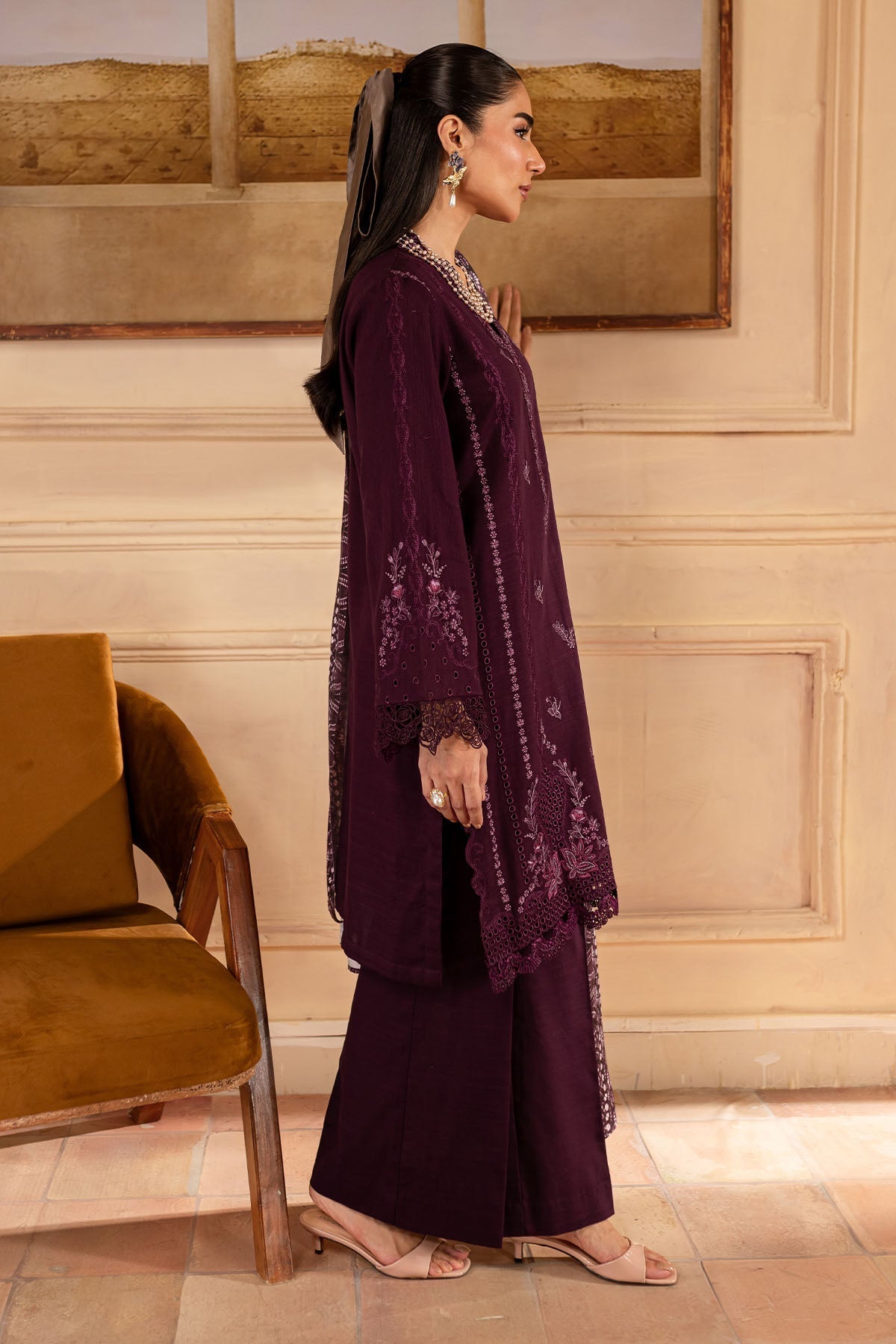 Nureh | Shades of Winter | NP-581 XL Maroon Khaddar