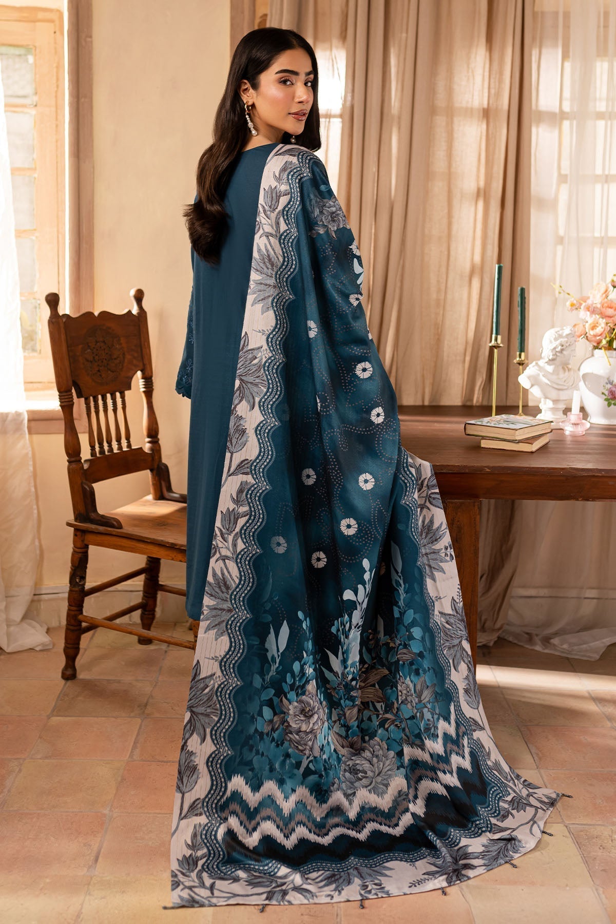 Nureh | Shades of Winter | NP-580 S Khaddar Teal Blue