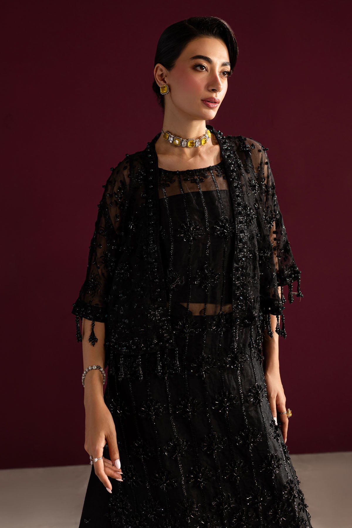 Nureh | Wedding Formals 24 | FP-143 M Black Organza