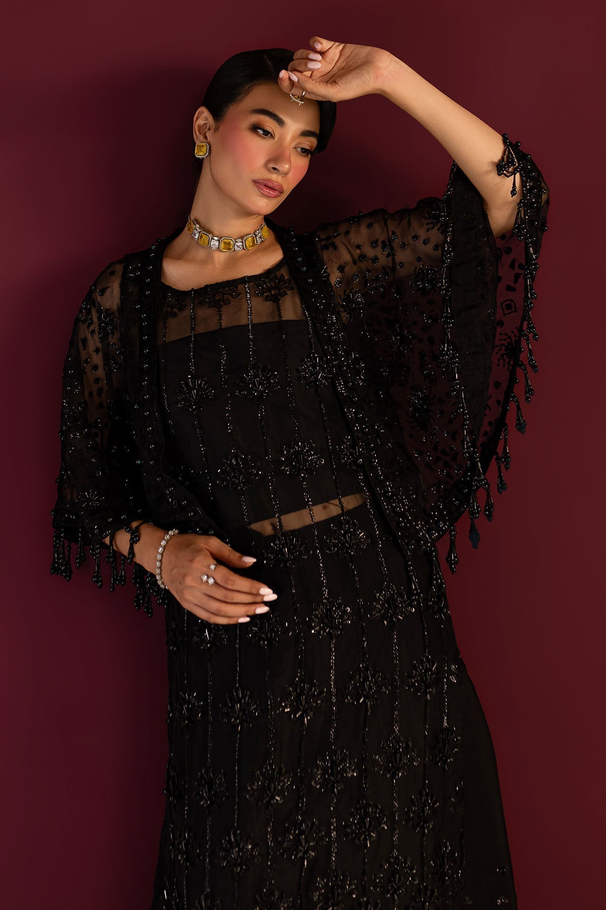Nureh | Wedding Formals 24 | FP-143 XL Black Organza