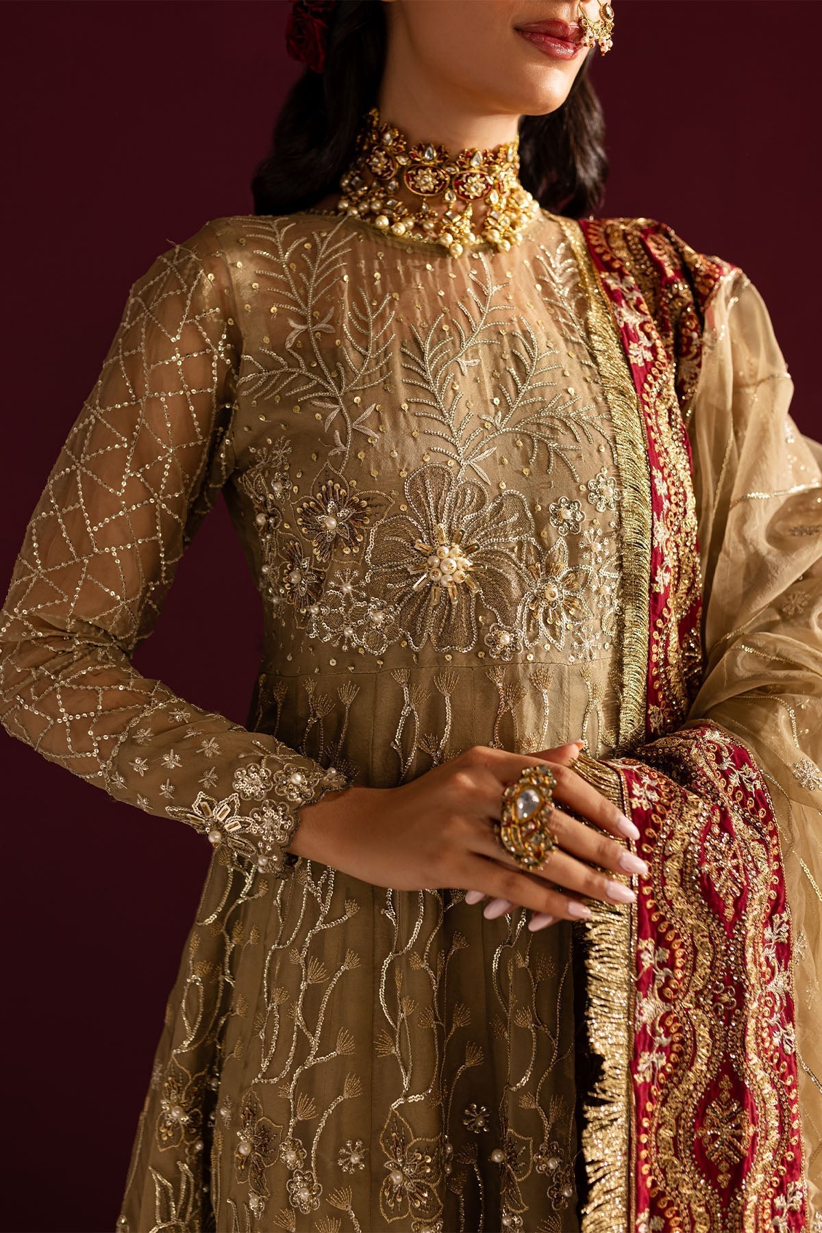 Nureh | Wedding Formals 24 | FP-130 Custom Size Dull Brown Organza