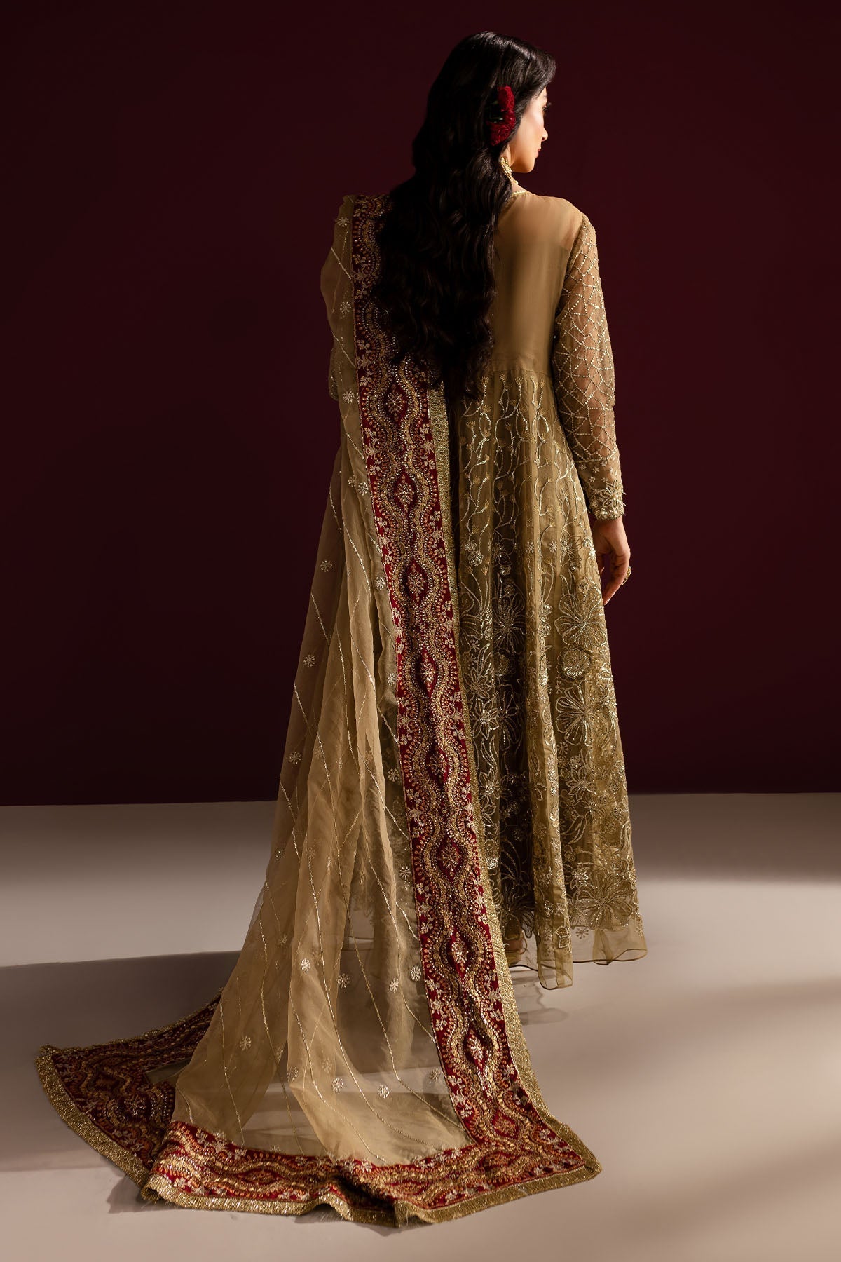 Nureh | Wedding Formals 24 | FP-130 S Dull Brown Organza