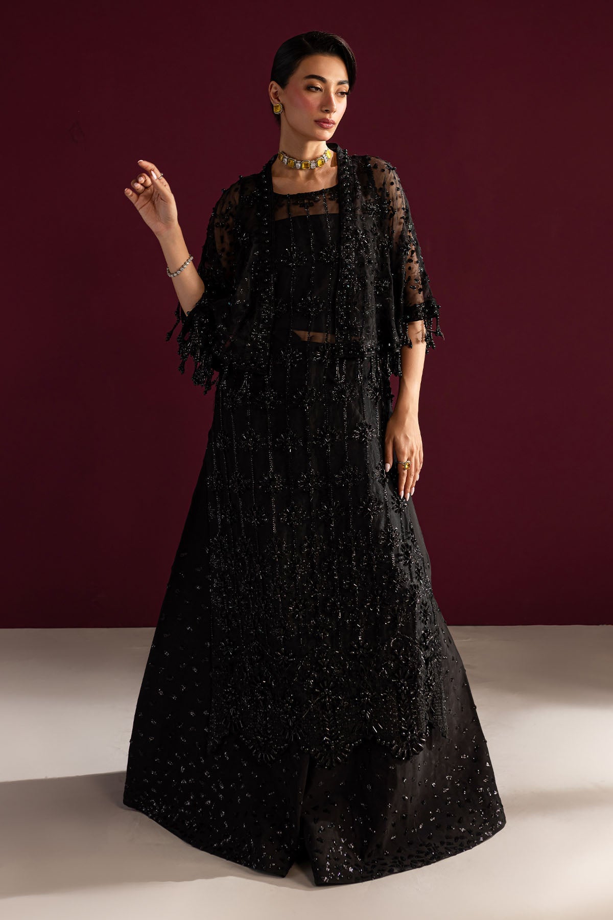 Nureh | Wedding Formals 24 | FP-143 XS Black Organza