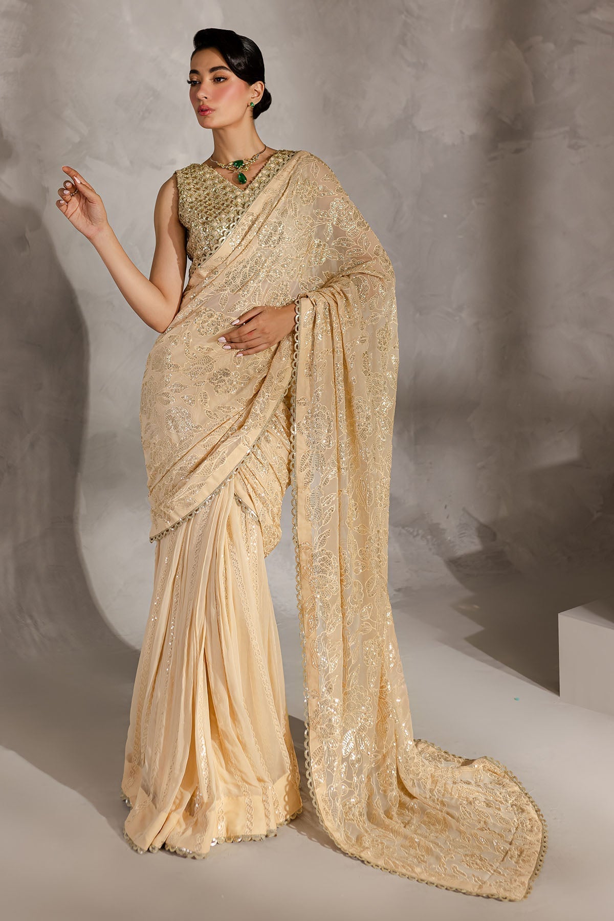 Nureh | Wedding Formals 24 | FP-145 XS Beige Chiffon