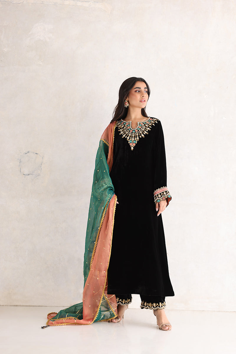 Sana Abbas | Velvet Formals | NURGUL XS Black Velvet