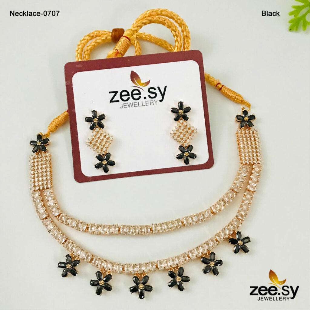 Party Wear Necklace-0707 Black