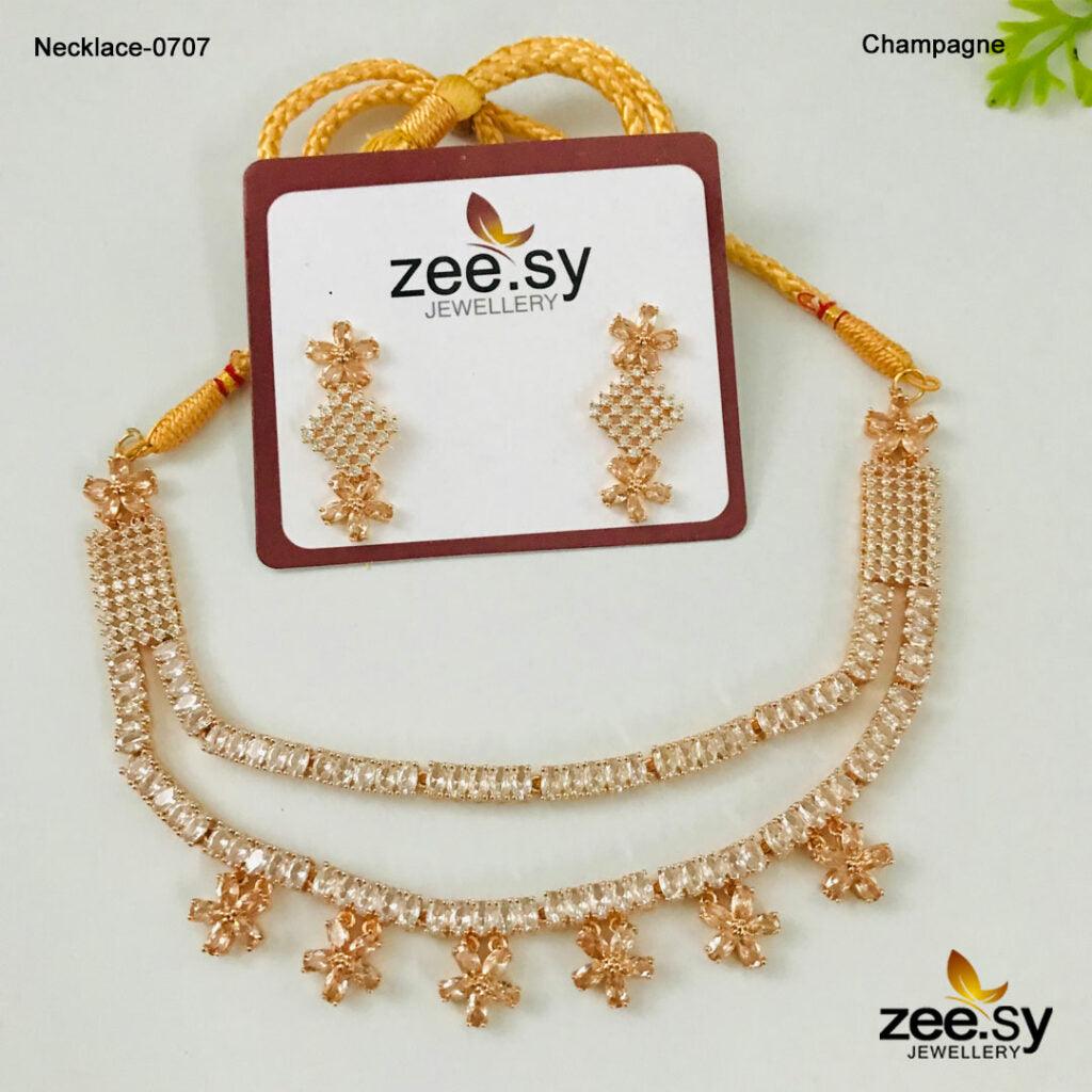 Party Wear Necklace-0707 Champagne