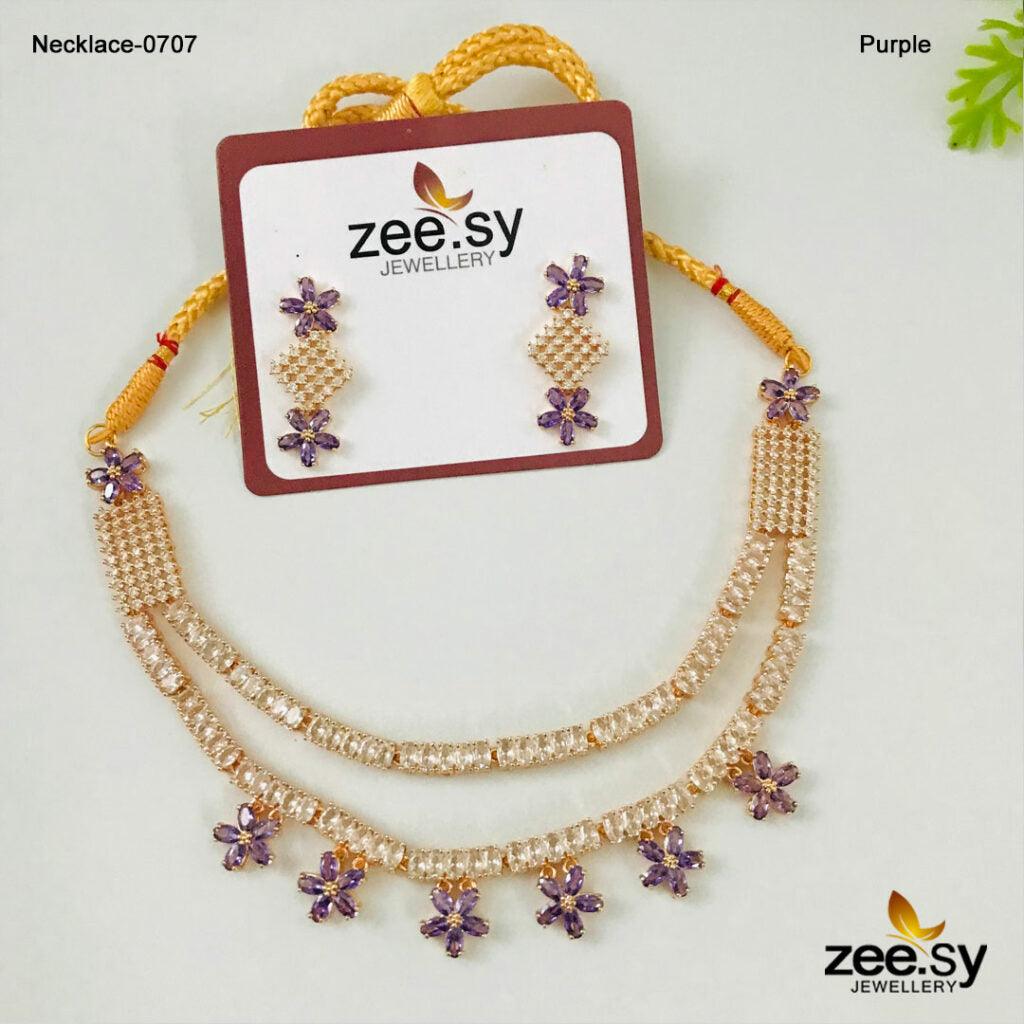 Party Wear Necklace-0707 Purple