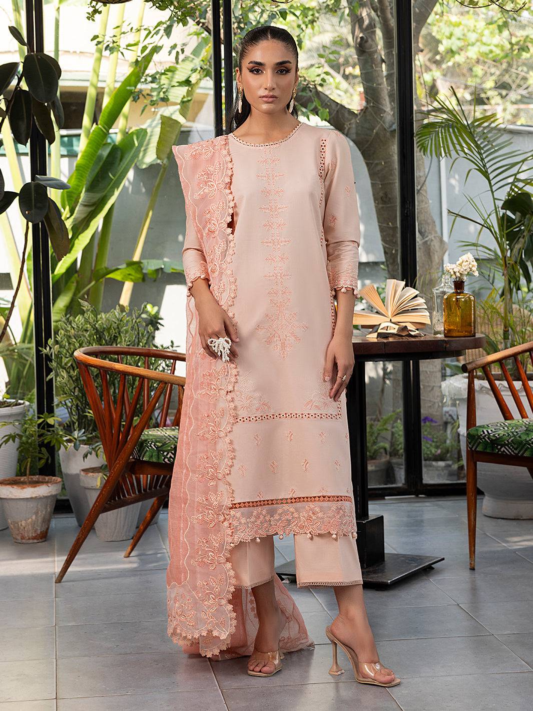 Izel | Meadow Muse Embroidered Lawn 25 | PEACHLIGHT - Pakistani Designer Dress - by Izel | Type: Ladies Clothes - 100% Original at Saira Sultan