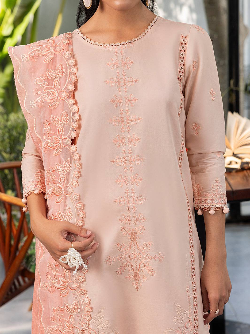 Izel | Meadow Muse Embroidered Lawn 25 | PEACHLIGHT - Pakistani Designer Dress - by Izel | Type: Ladies Clothes - 100% Original at Saira Sultan